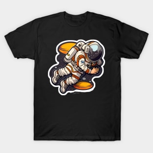 Retro Cartoon Astronaut Sticker T-Shirt